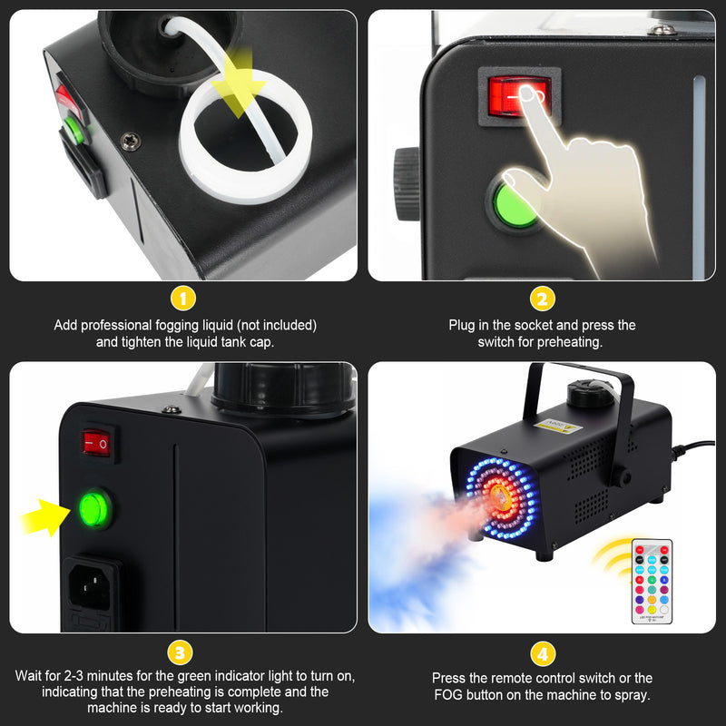 Advwin Fog Machine with12 RGB Colorful and 4 Effect