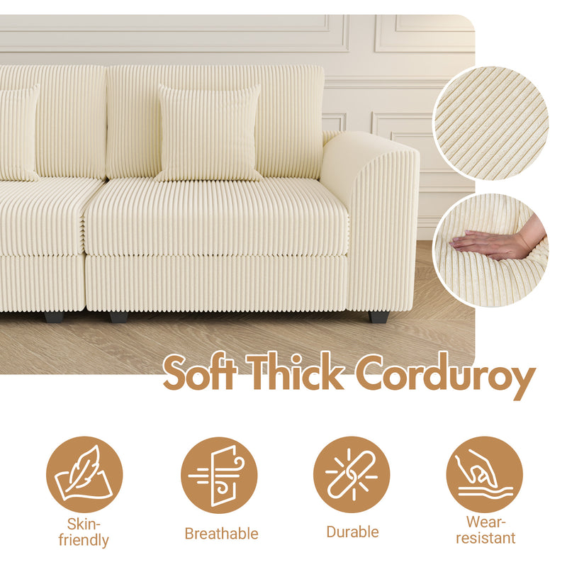 Advwin 215cm Sofa Corduroy Modular Couch