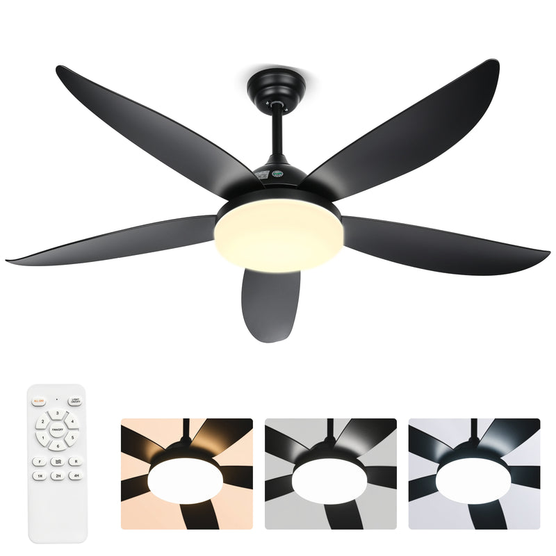 Advwin 52''Ceiling Fan with 3-Color Light & Remote Control