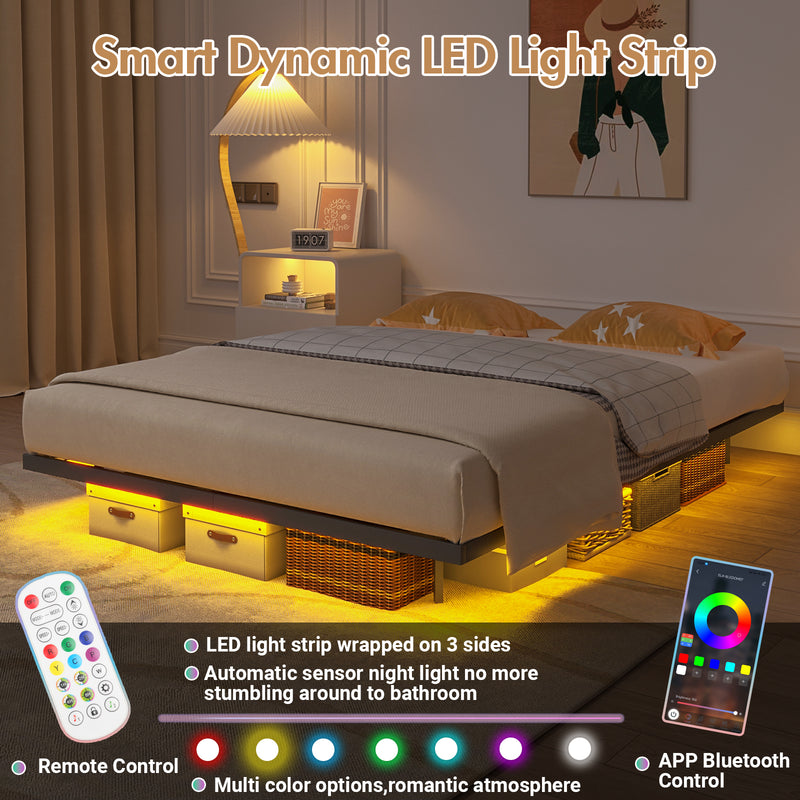 Advwin Floating Bed Frame with LED Lights