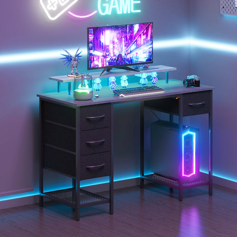 Advwin Gaming Desk with LED Lights with Monitor Stand 120cm