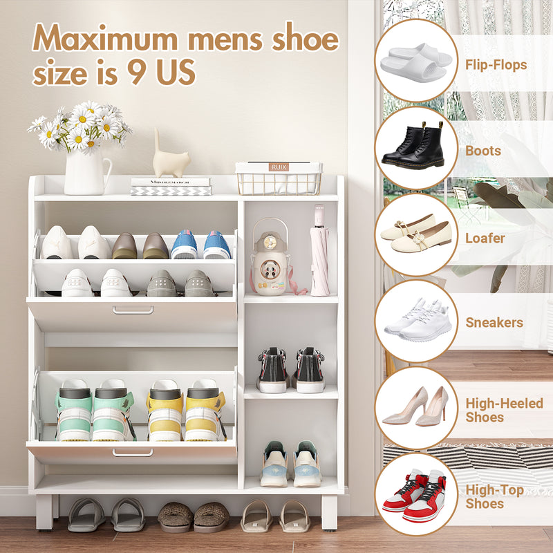 Advwin Shoe Storage Cabinet with 2 Flip Drawers