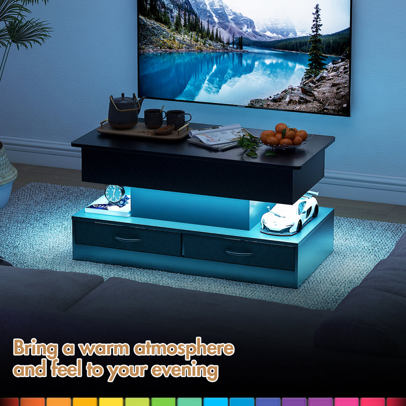 Advwin Lift Top Coffee Table with LED Lights