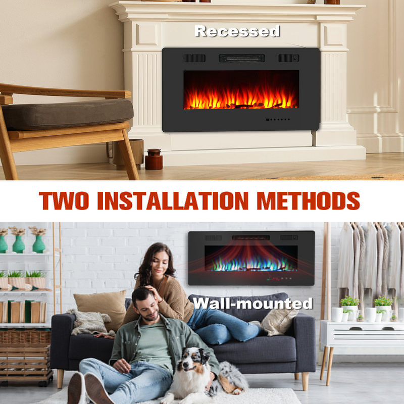 Advwin Electric Fireplace Heater Wall Recessed