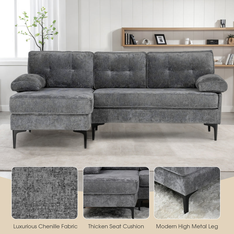 Advwin Sofa 3 Seaters Sofa L Shape Grey