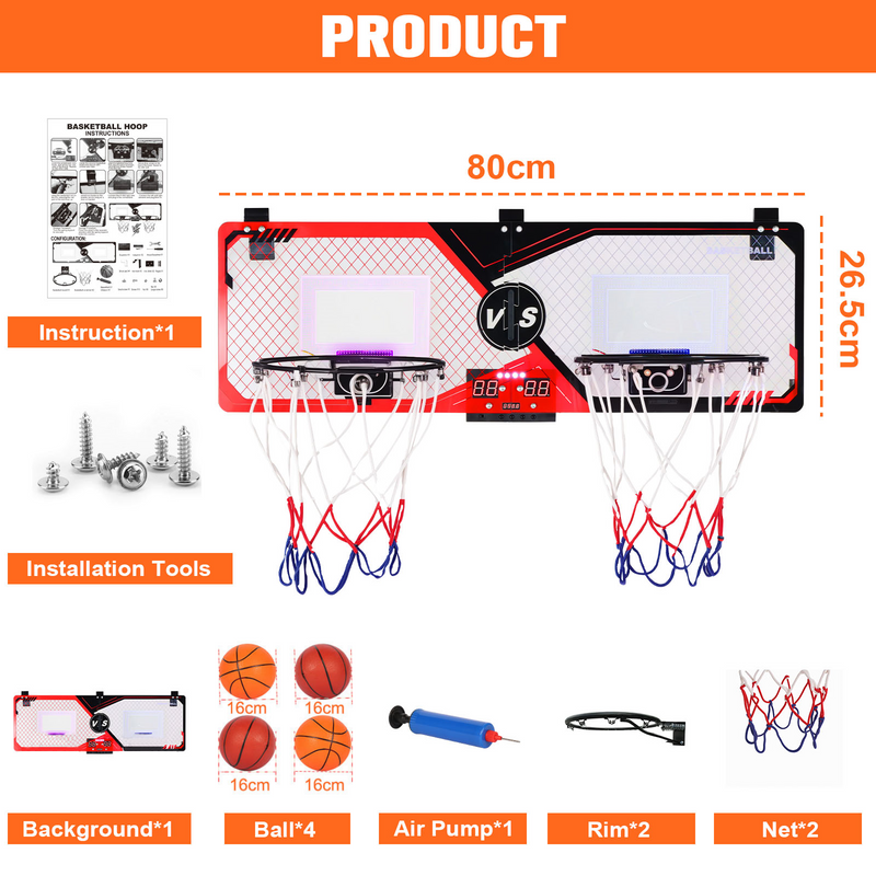 Advwin Indoor Mini Basketball Hoop 2-Player