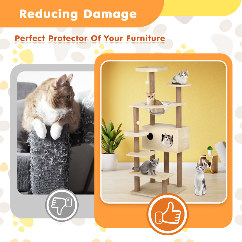 Advwin 153cm Cat Scratching Post Cats Tower Condo