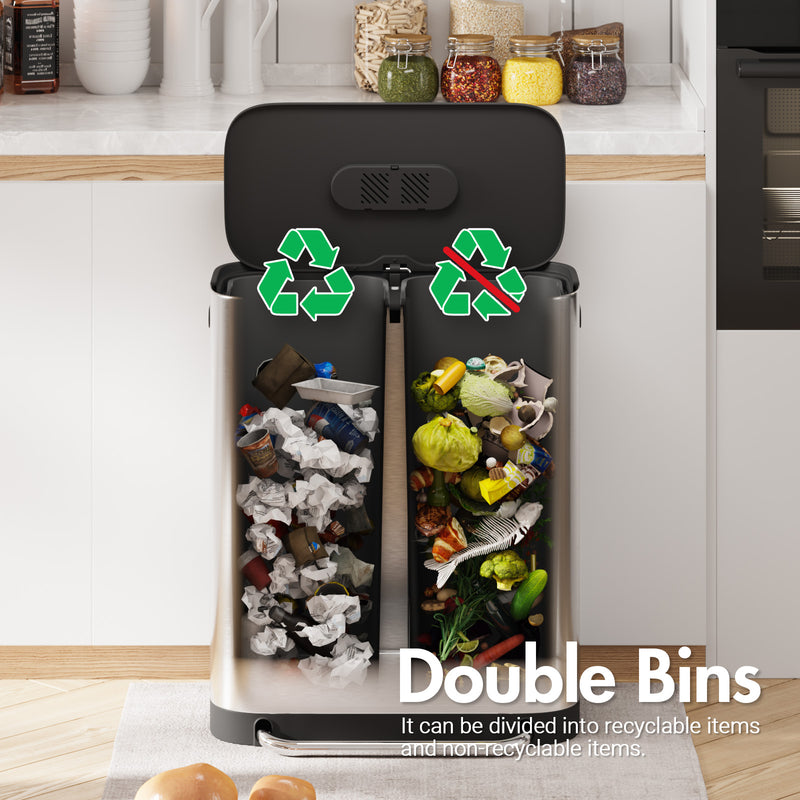 Advwin 60L Dual Compartment Rubbish Bin