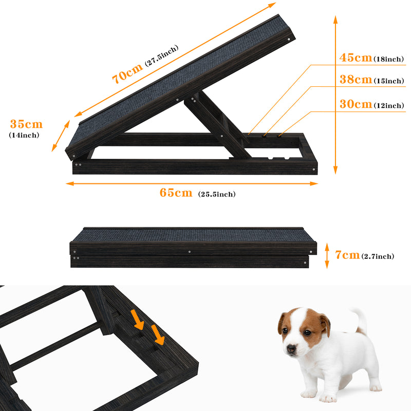 Advwin Pet Ramp Dog Stairs Adjustable Ladder Black