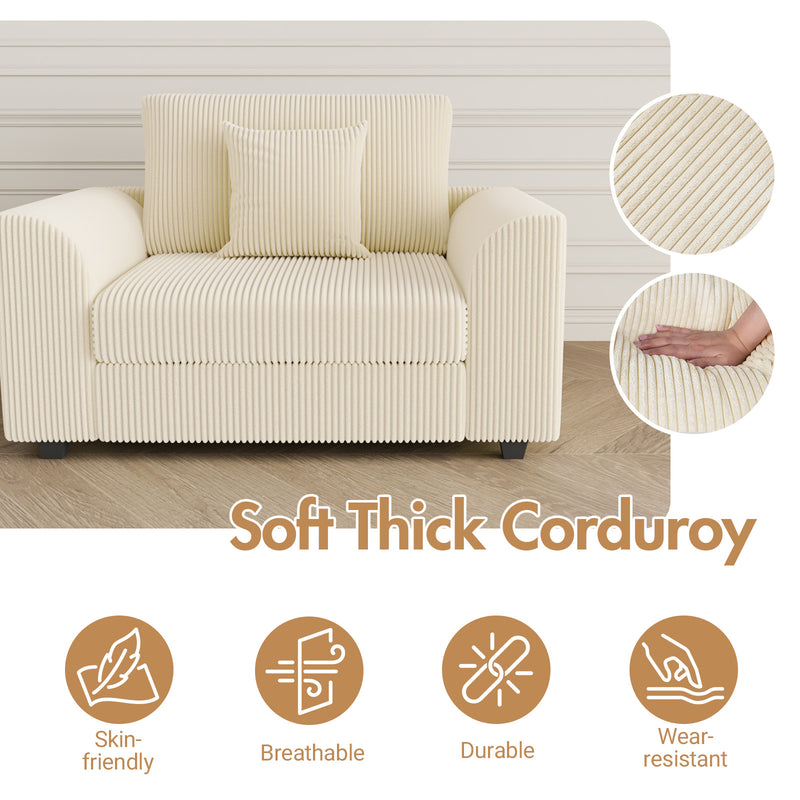 Advwin 1 Seater Sofa Corduroy Armchair Couch