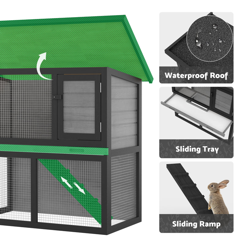 Advwin Rabbit Hutch 2 storey Wooden Pet Cage