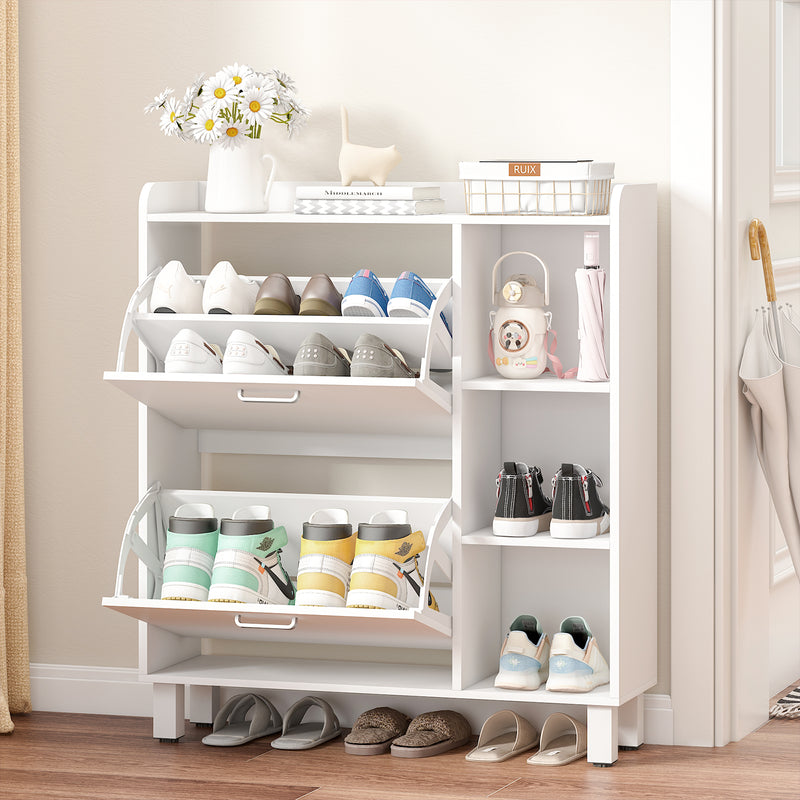 Advwin Shoe Storage Cabinet with 2 Flip Drawers