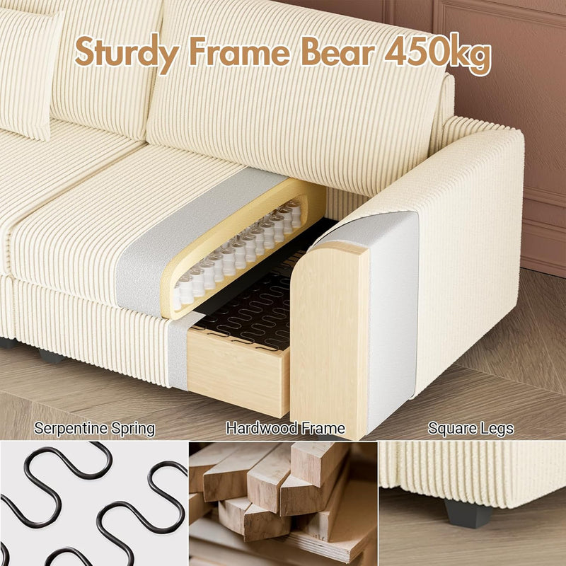 Advwin Sofa 290cm Corduroy Modular Couch