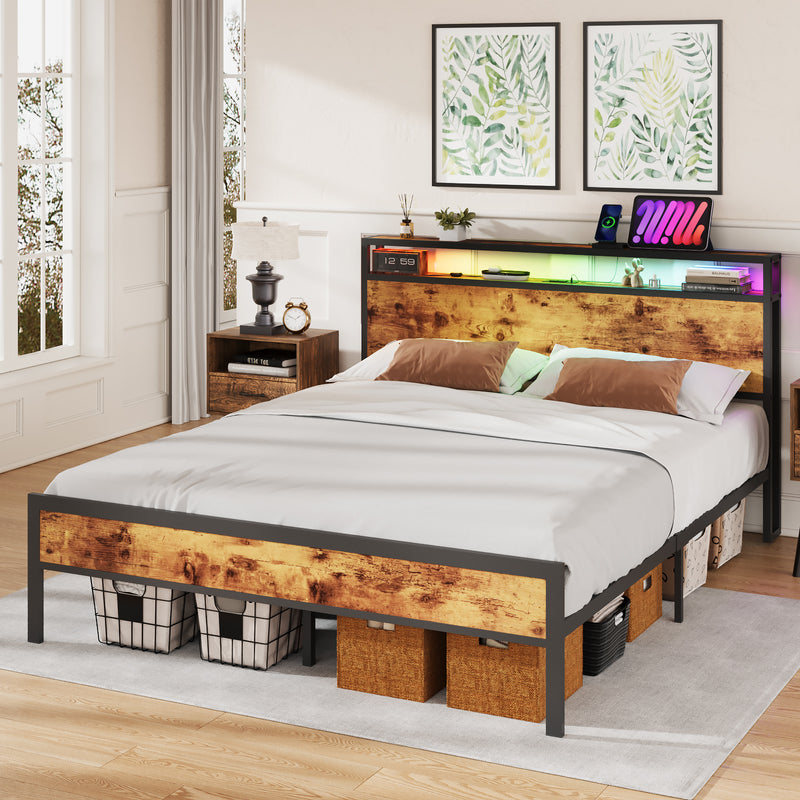 Advwin Bed Frame with Charging Station