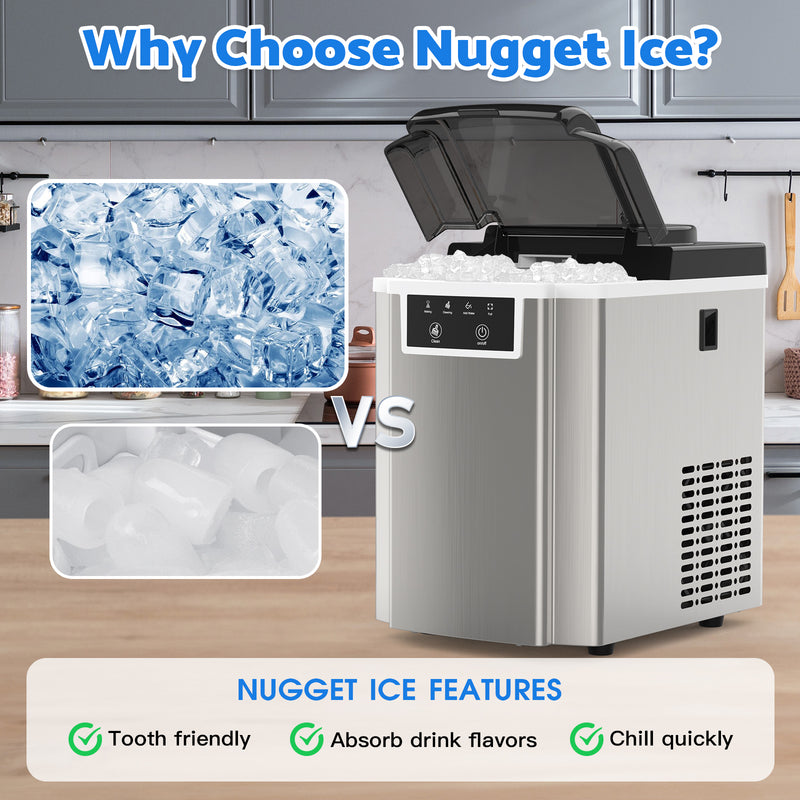 Advwin Nugget Ice Maker Countertop with Soft Chewable Ice