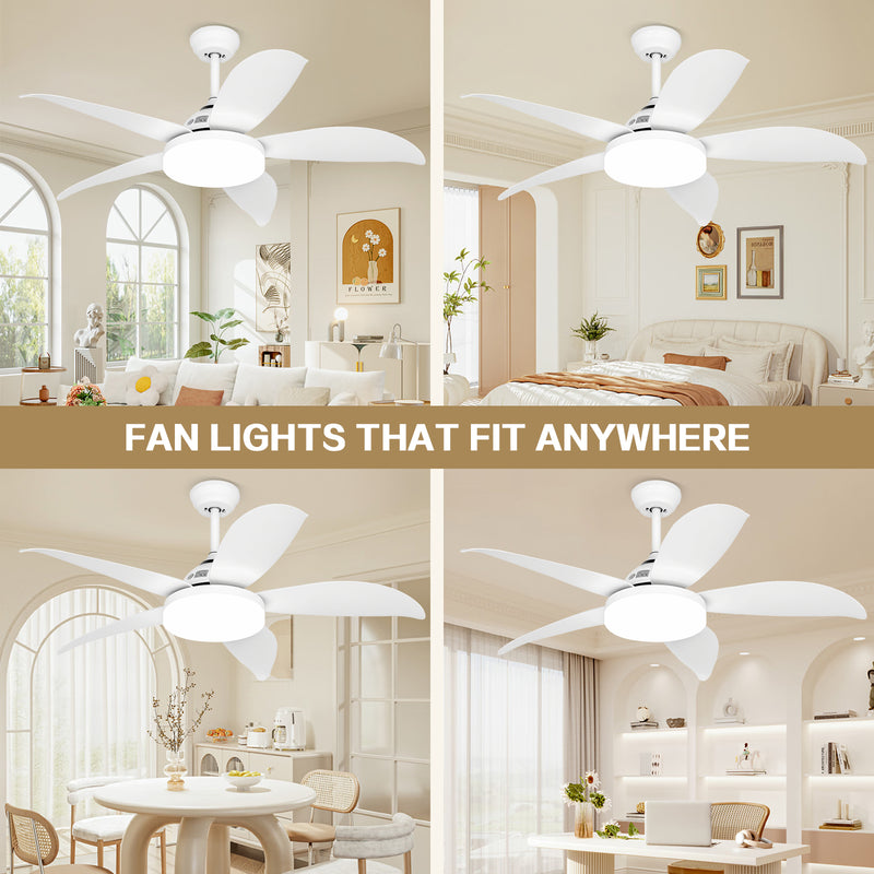 Advwin 52''Ceiling Fan with 3-Color Light & Remote Control