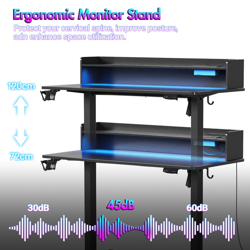 Advwin LED RGB Light Electric Standing Desk Black