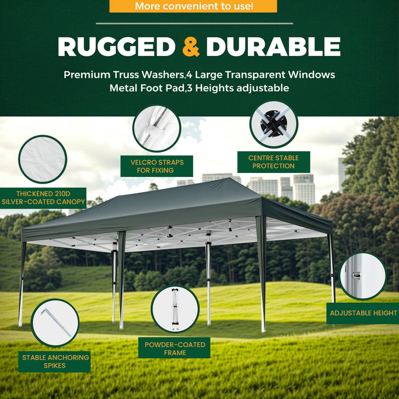 Advwin 3×6m Pop Up Canopy Tent with 6 Sidewalls