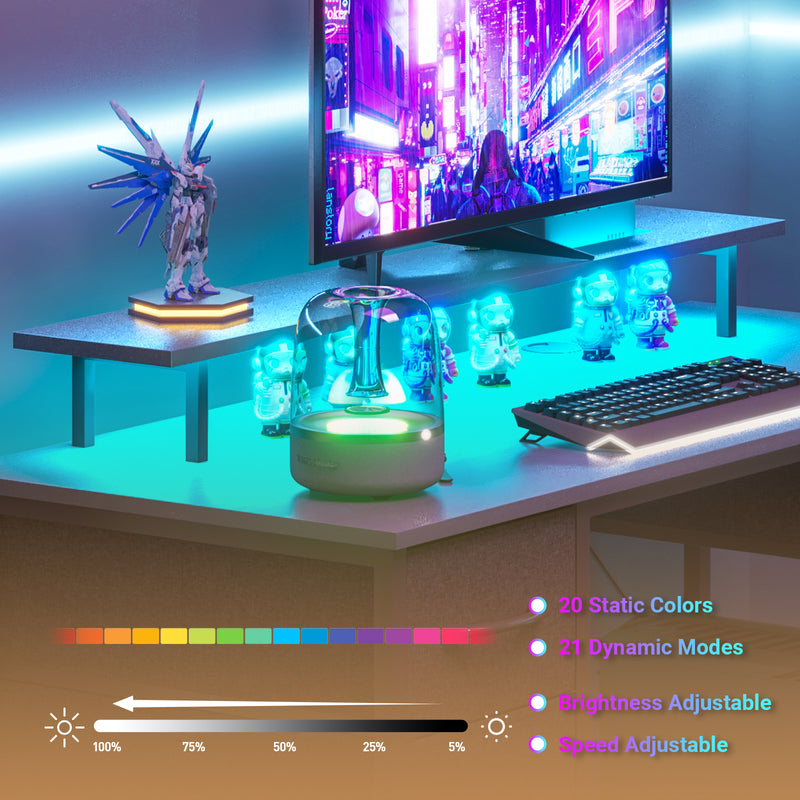 Advwin Gaming Desk with LED Lights with Monitor Stand 120cm