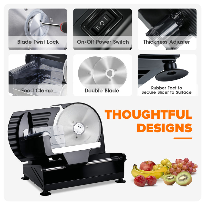 Advwin Electric Meat Slicer 7.5" Food Slicer