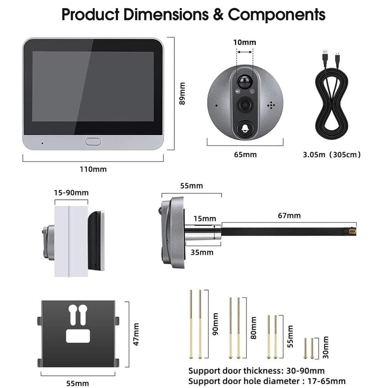 Advwin Wireless Video 5.7" Peep Hole Camera