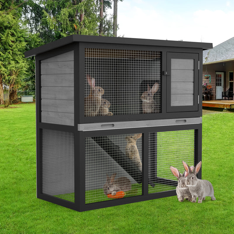 Advwin Rabbit Hutch 2 storey Wooden Pet Cage