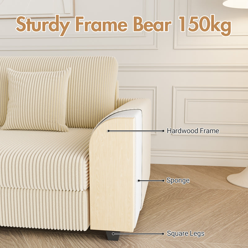 Advwin 215cm Sofa Corduroy Modular Couch