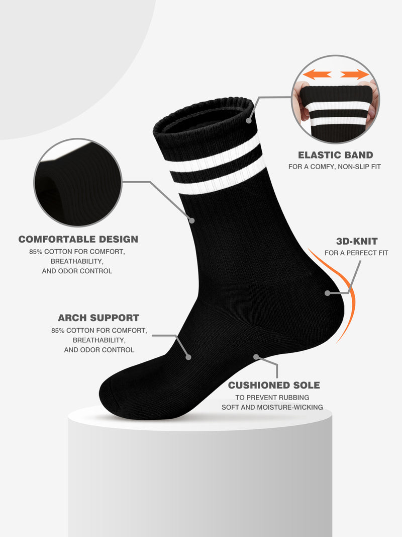 Advwin Double Striped Crew Socks for Men & Women