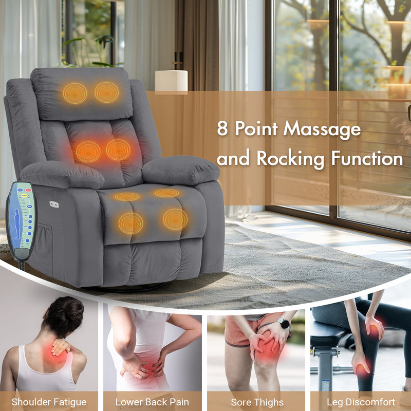 Advwin 360° Swivel Heated Recliner Massage Chair