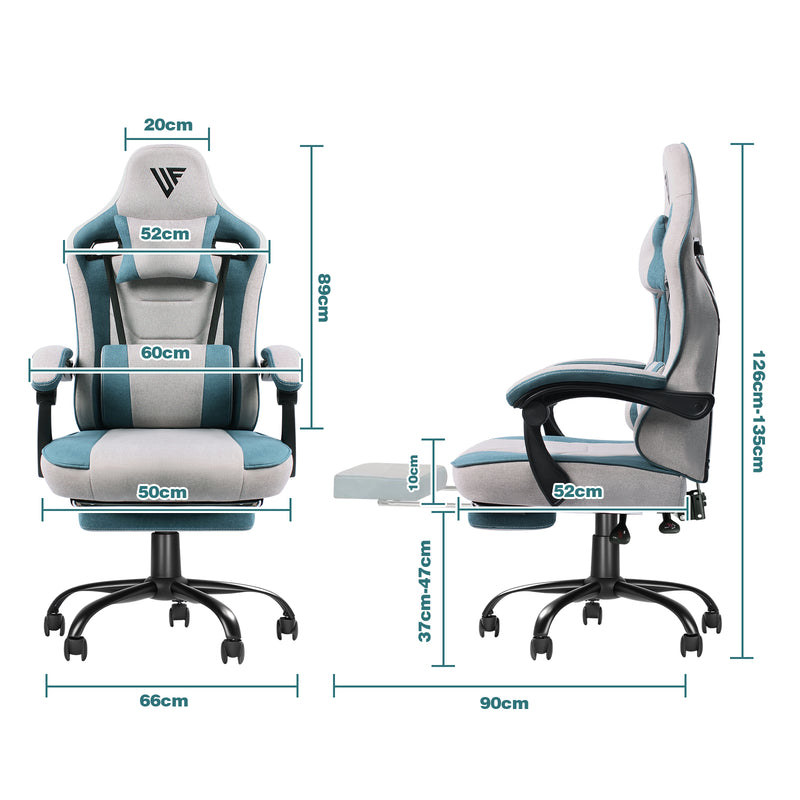 Advwin Gaming Chair with Footrest Linen Fabric