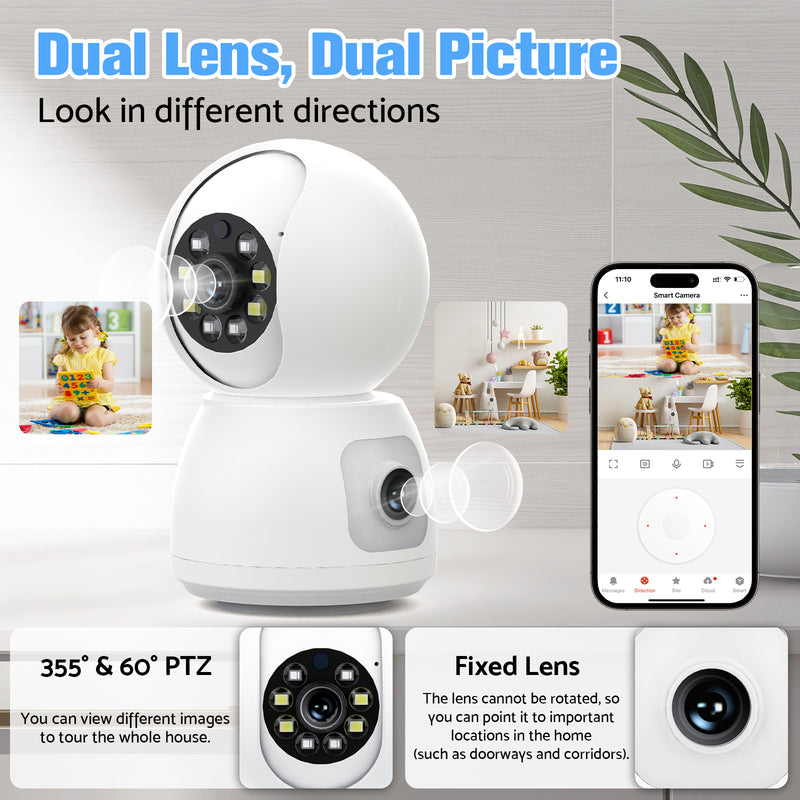 Advwin 1080P HD WiFi Indoor Camera with Dual Lens