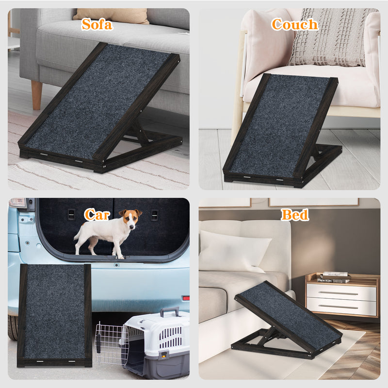 Advwin Pet Ramp Dog Stairs Adjustable Ladder Black