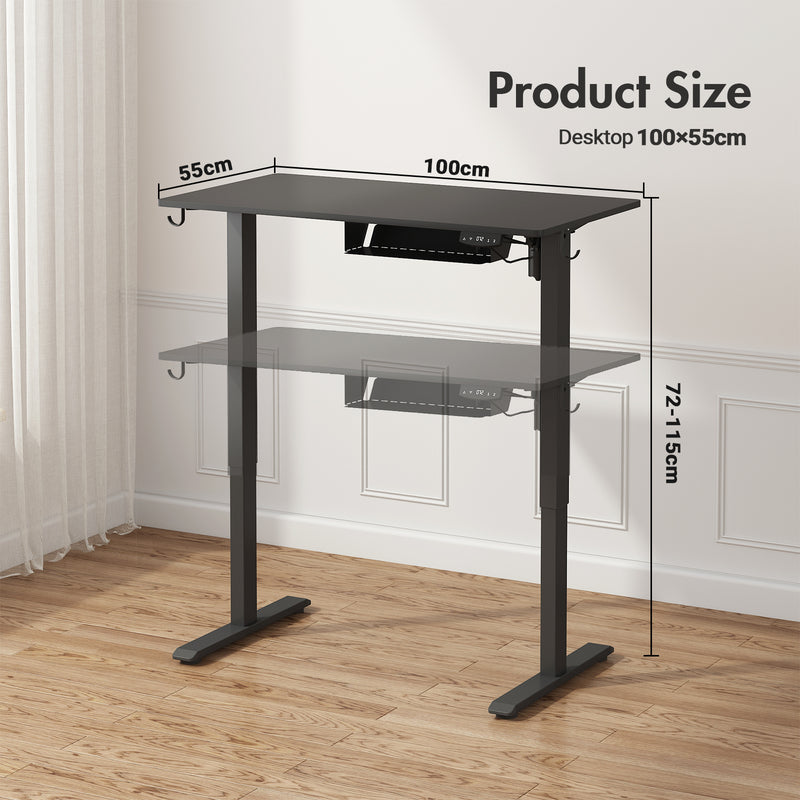 Advwin Electric Standing Desk Height Adjustable 100cm Black