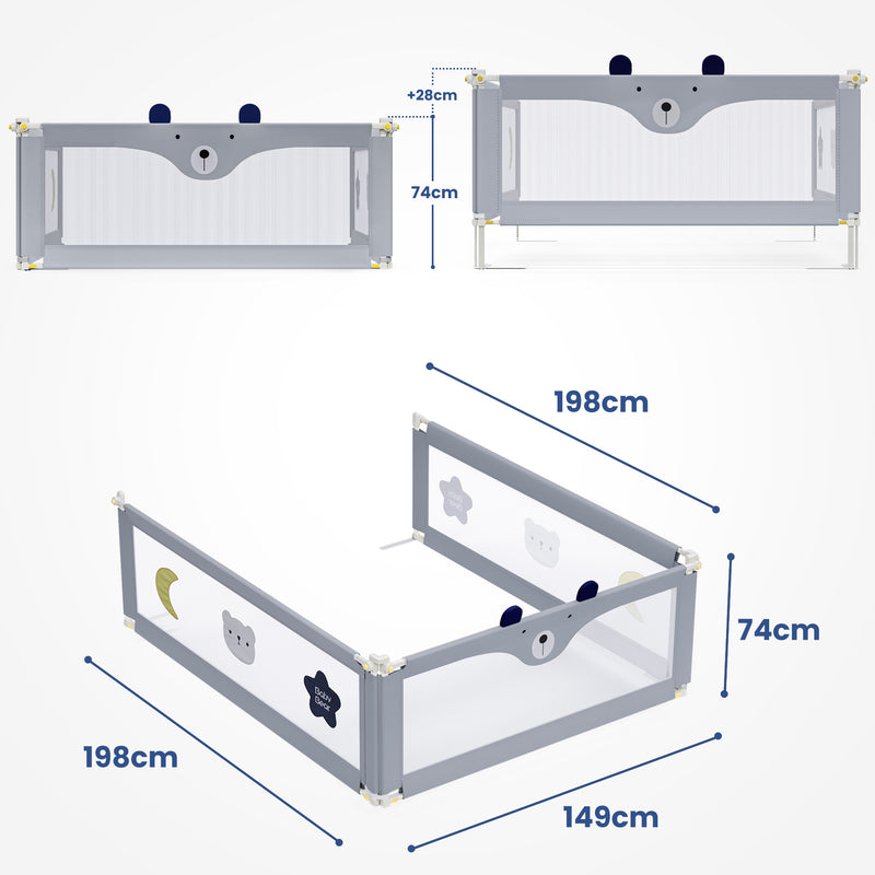 Advwin 3pcs Toddler Bed Rails Kids Side Safety Guard