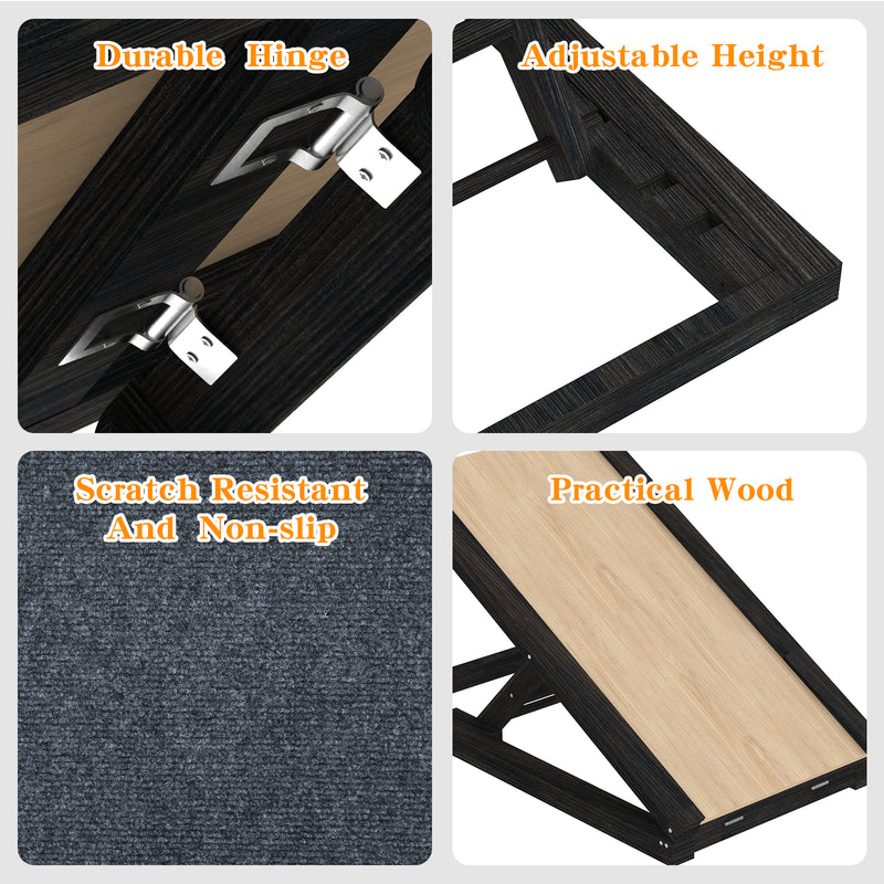 Advwin Pet Ramp Dog Stairs Adjustable Ladder Black