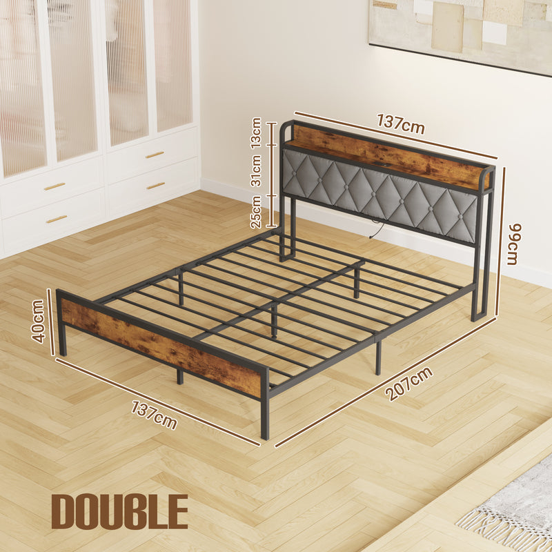 Advwin Bed Frame with Charging Station