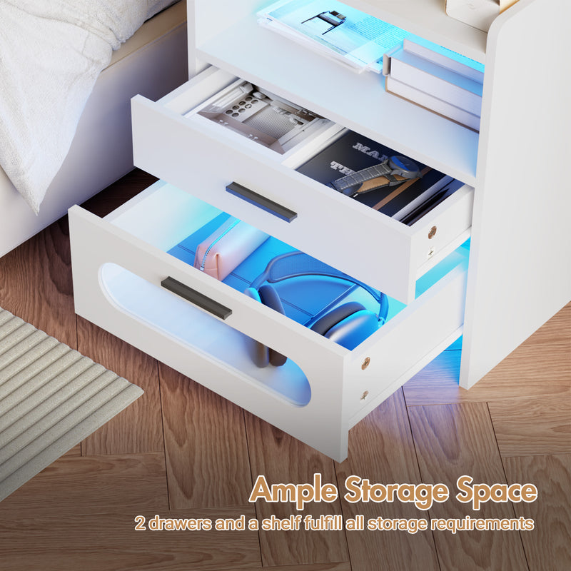 Advwin Bedside Table Wireless Charging Station LED Lights