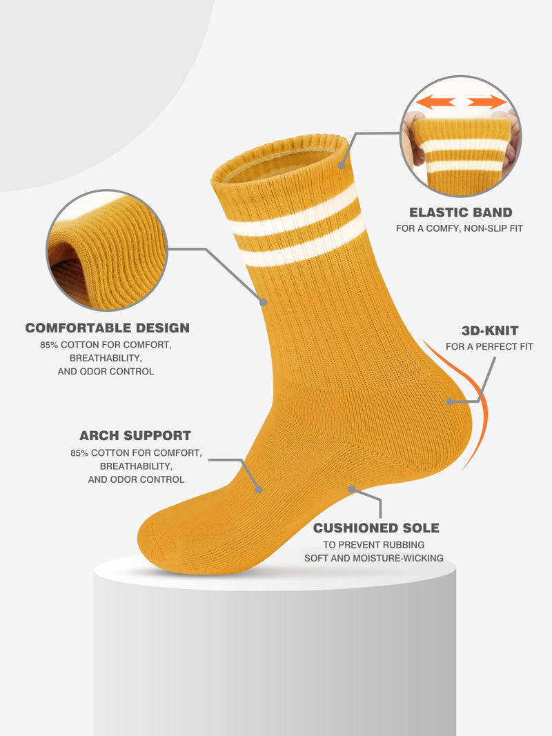 Advwin Double Striped Crew Socks for Men & Women