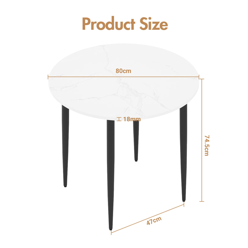 Advwin Dining Table Round Marble Effect