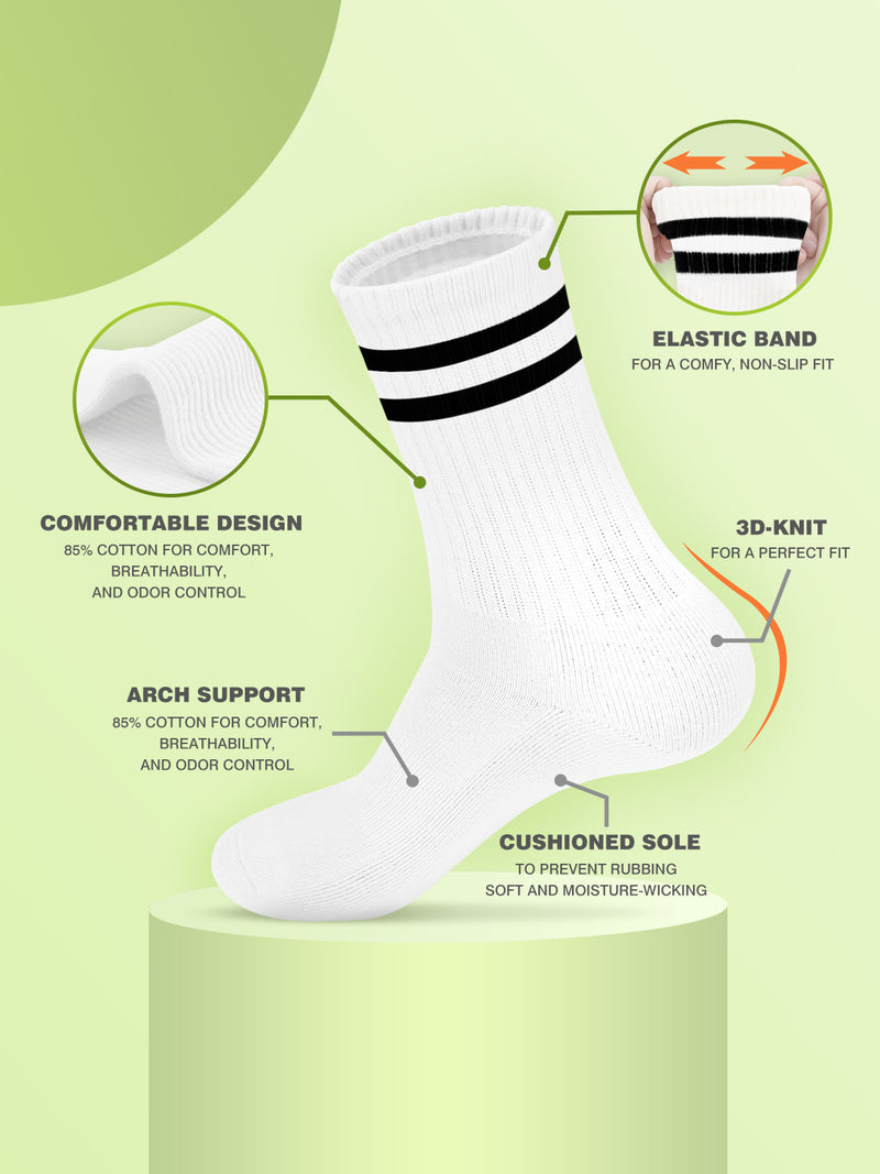 Advwin Double Striped Crew Socks for Men & Women