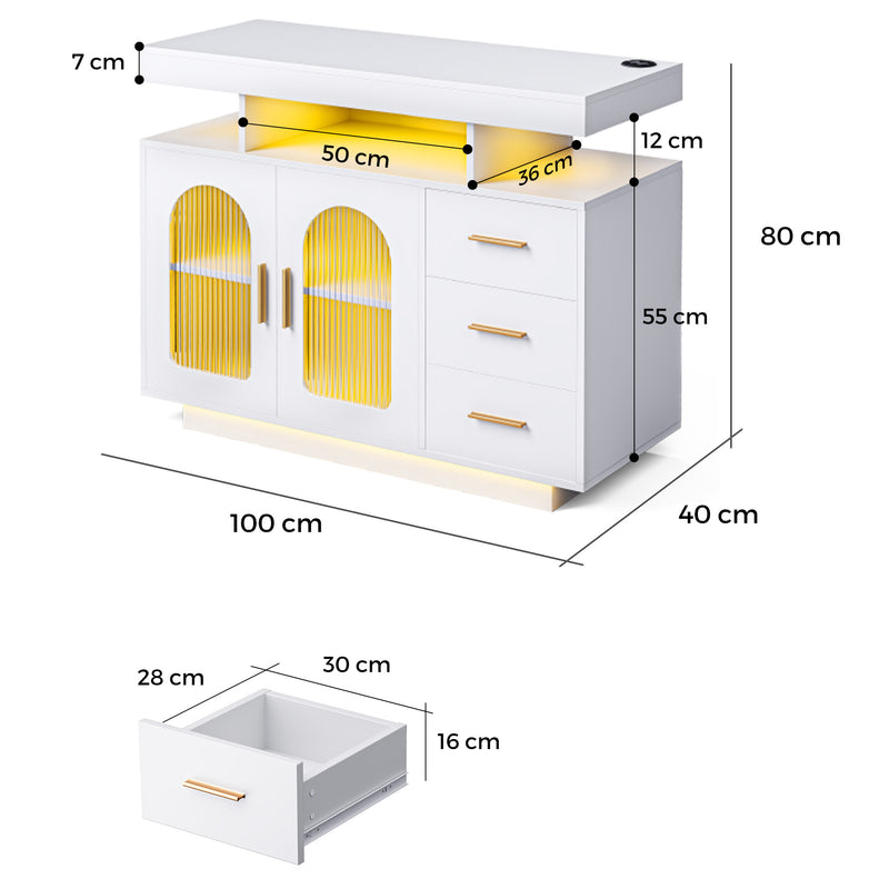 Advwin LED Sideboard Buffet Cabinet w/Charging Station