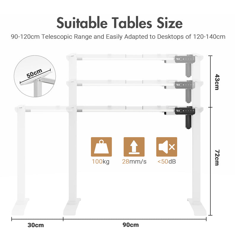 Advwin Adjustable Height Electric Standing Desk 120cm