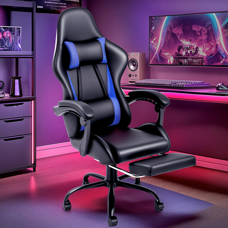 Advwin Gaming Desk and Gaming Chair Set Black & Blue