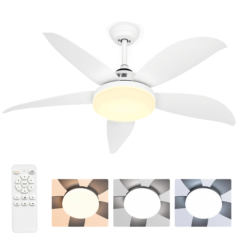 Advwin 52''Ceiling Fan with 3-Color Light & Remote Control