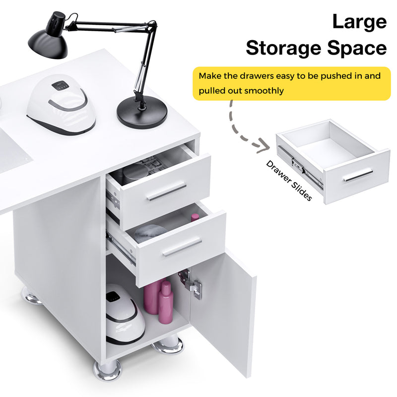 Advwin Manicure Table with Dust Collector White