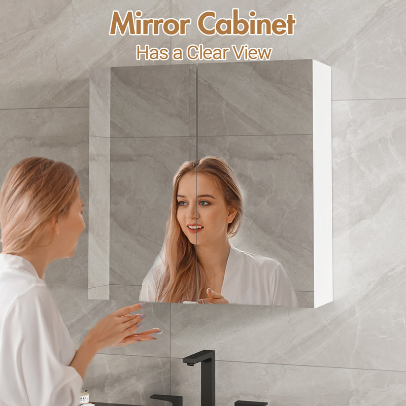 Advwin Bathroom Mirror Cabinet 60cm Wall Mount