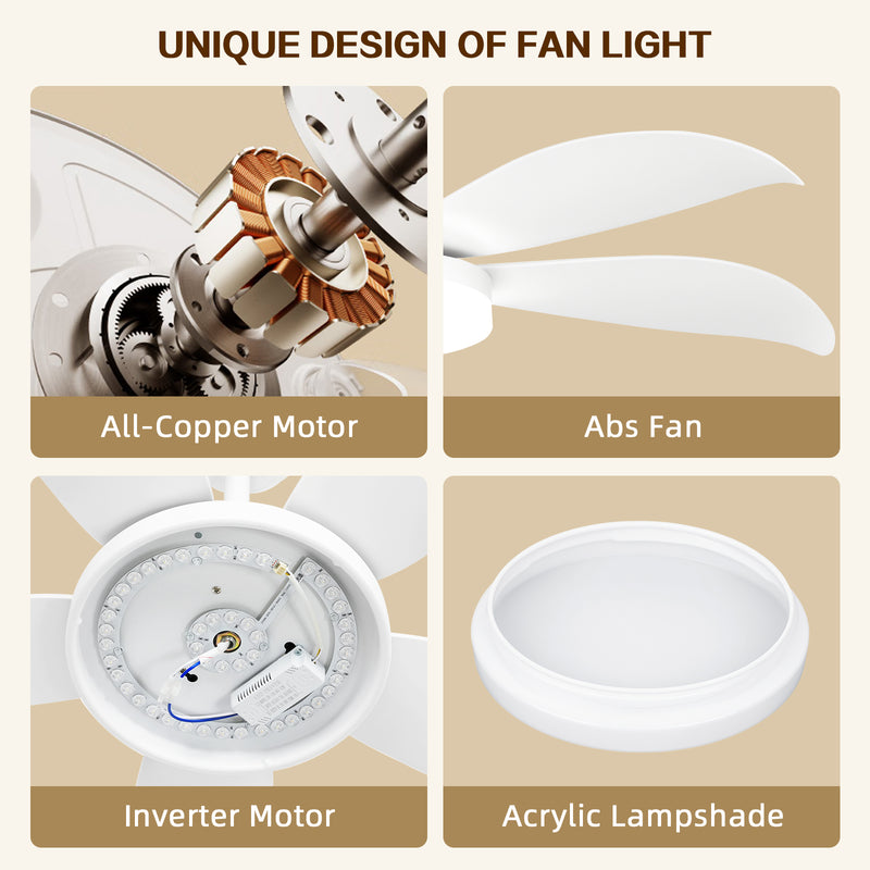 Advwin 52''Ceiling Fan with 3-Color Light & Remote Control