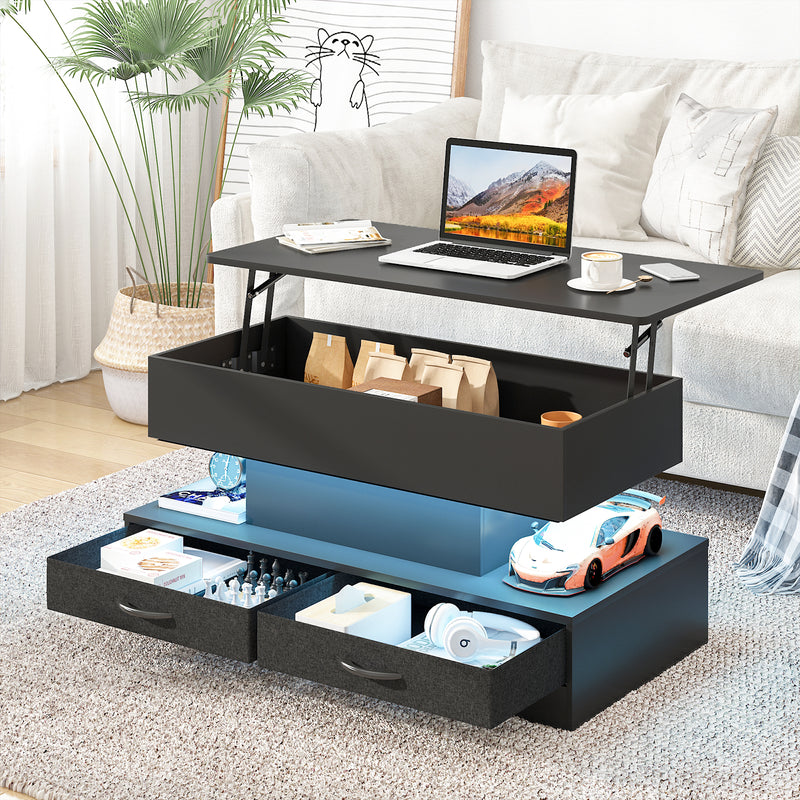 Advwin Lift Top Coffee Table with LED Lights