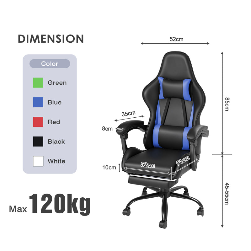 Advwin Gaming Desk and Gaming Chair Set Black & Blue