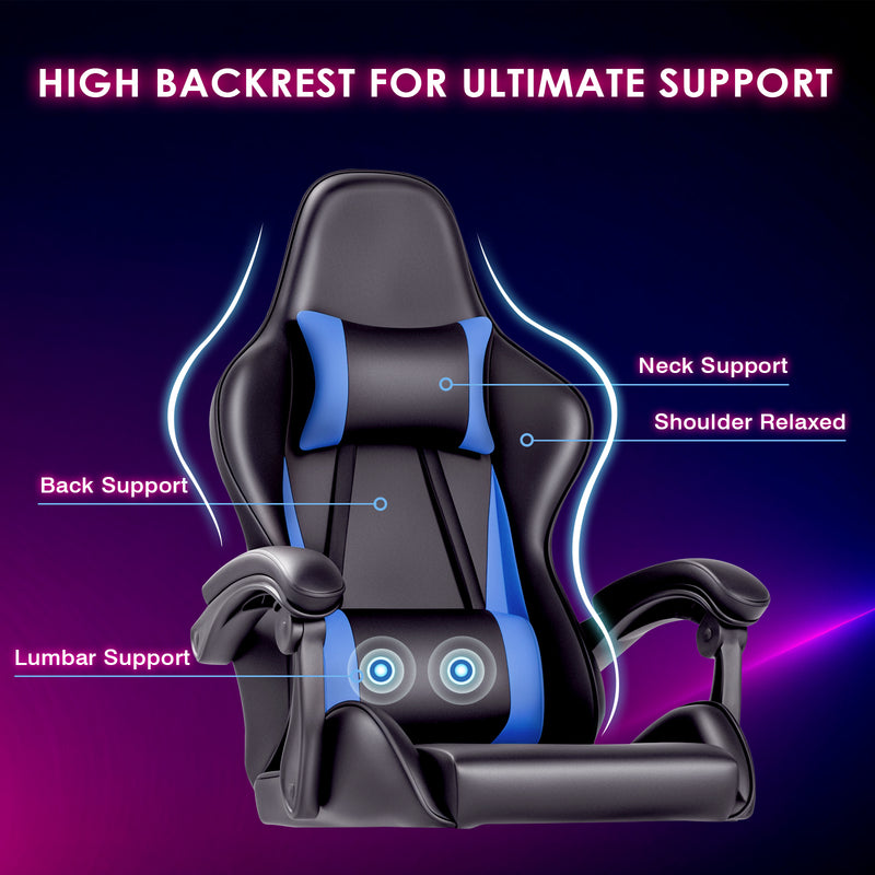 Advwin Gaming Desk and Gaming Chair Set Black & Blue